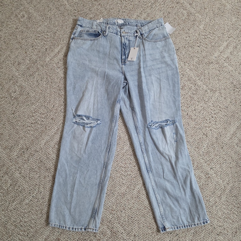Good American Good Petite '90s Low Rise Straight Leg Jeans Light Wash Size 16